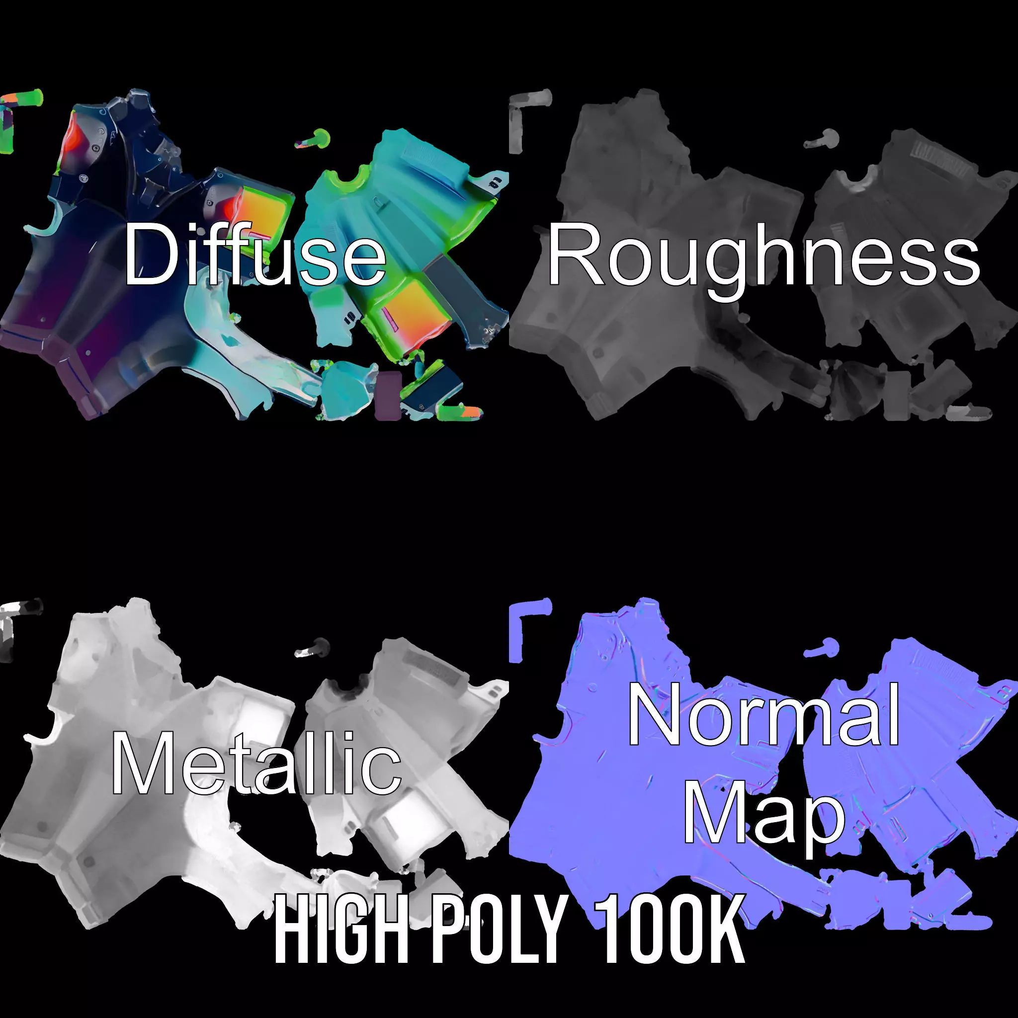 Neon Revolver model pack Low-poly 3D model_4