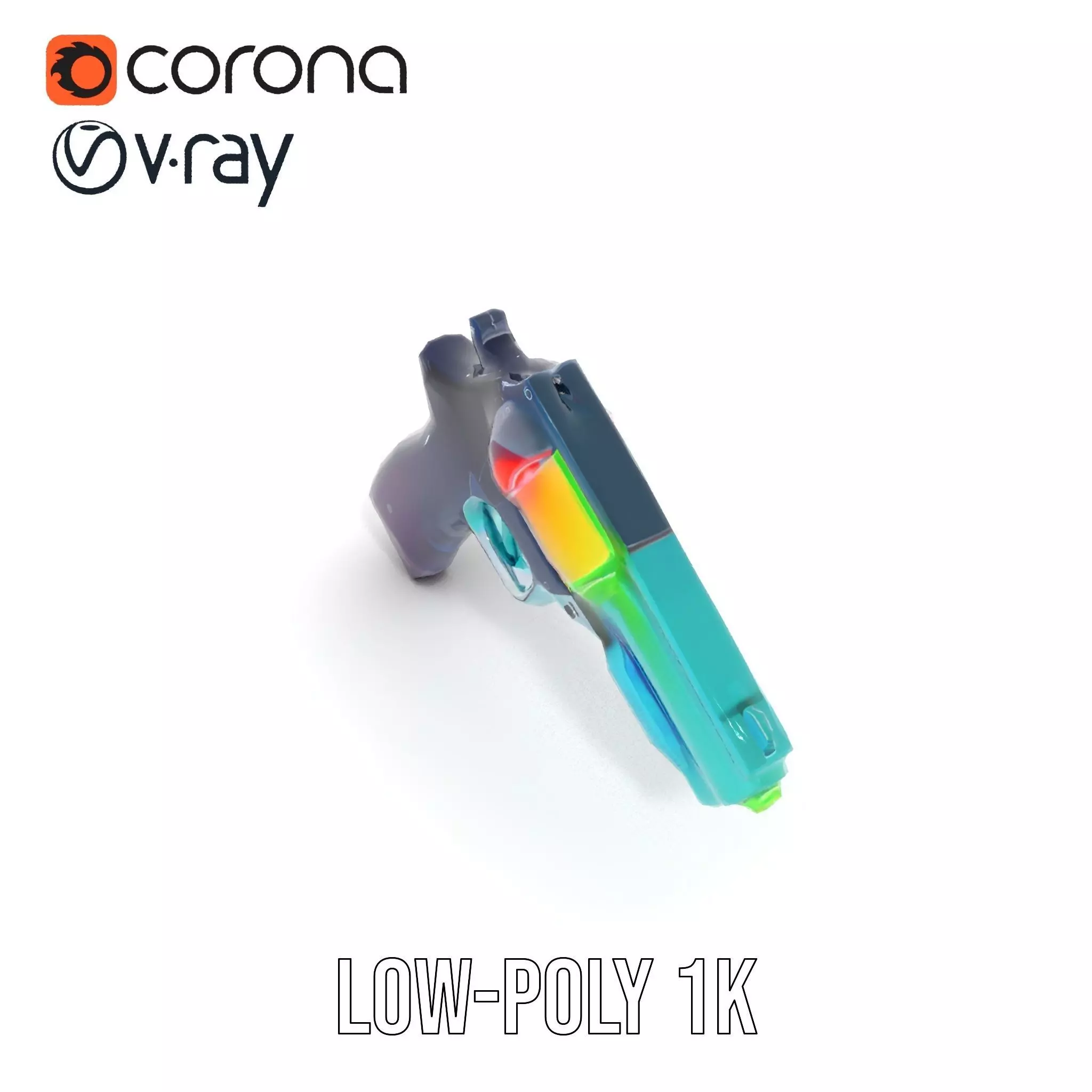 Neon Revolver model pack Low-poly 3D model_8