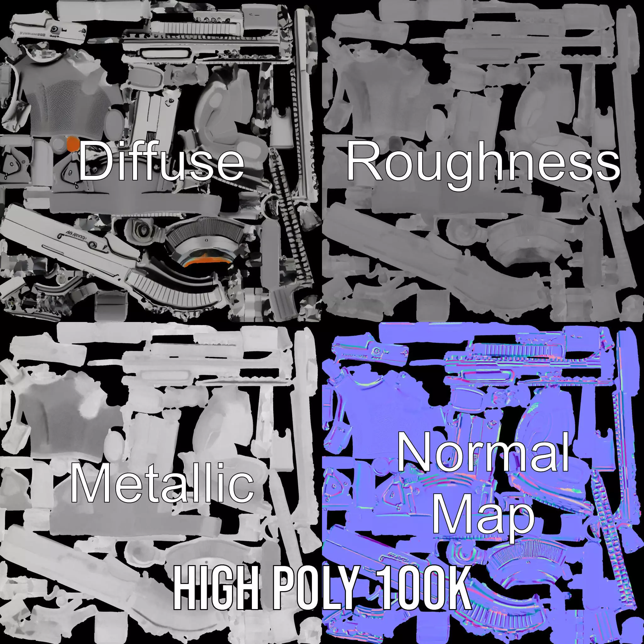 Tactical Black Rifle model pack Low-poly 3D model_4