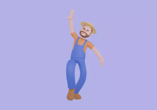 Stylized 3D Cartoon Farmer Man - Cheerful Waving Pose 3D model_2