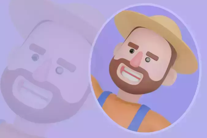 Stylized 3D Cartoon Farmer Man - Cheerful Waving Pose