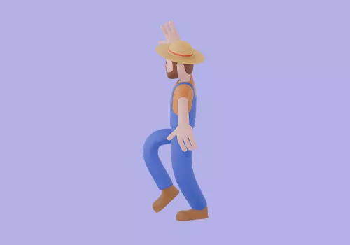 Stylized 3D Cartoon Farmer Man - Cheerful Waving Pose 3D model_3