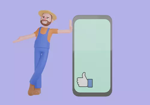 Stylized 3D Cartoon Farmer Man - Relaxed with Giant Phone 3D model_2