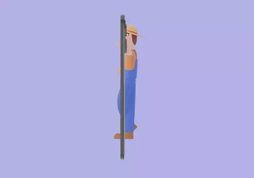 Stylized 3D Cartoon Farmer Man - Relaxed with Giant Phone 3D model_3