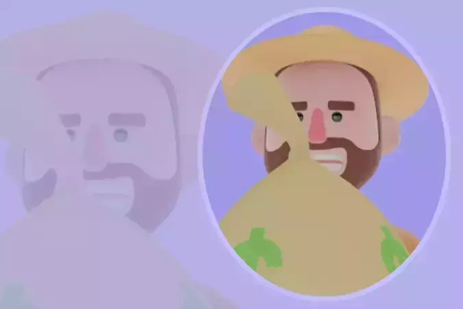 Stylized 3D Cartoon Farmer Character - Holding Money Bag