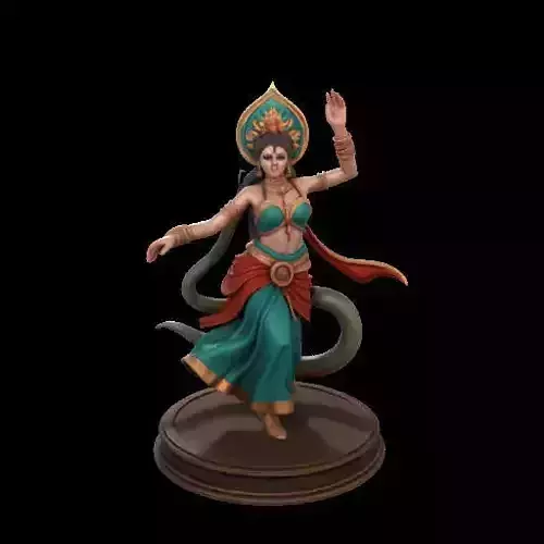 2040Indian Serpent Woman Dancer on Pedestal  magic