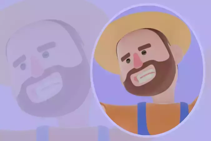 Stylized 3D Cartoon Farmer Character - Lifting Money Bag 