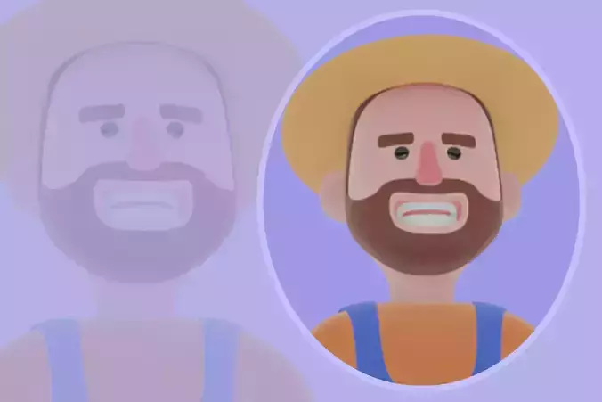 Stylized 3D Cartoon Farmer Character - Sitting on Money Bag