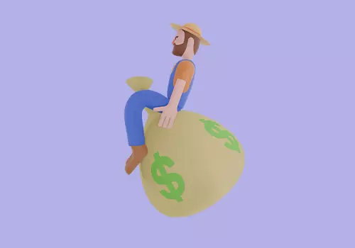 Stylized 3D Cartoon Farmer Character - Sitting on Money Bag 3D model_3