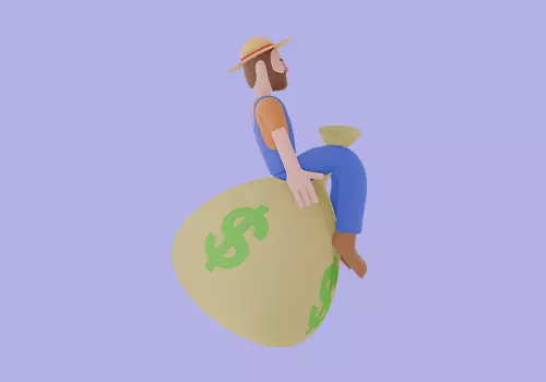 Stylized 3D Cartoon Farmer Character - Sitting on Money Bag 3D model_5