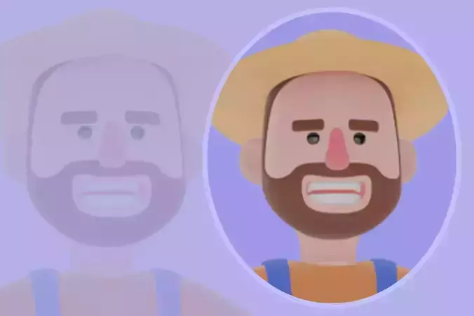 Stylized 3D Cartoon Farmer Character - Running with Money Bags