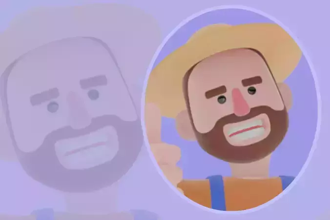 Stylized 3D Cartoon Farmer Character - Thumbs Up with Blue Check