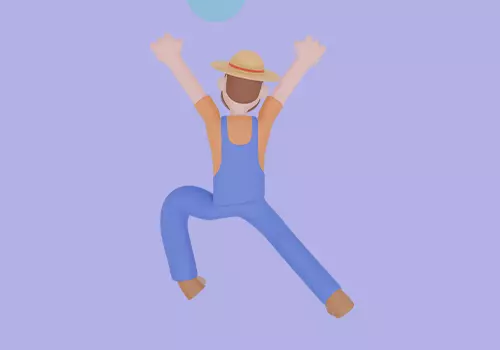 Stylized 3D Cartoon Farmer Character - Jumping with Blue Check 3D model_4