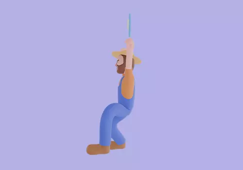 Stylized 3D Cartoon Farmer Character - Jumping with Blue Check 3D model_3