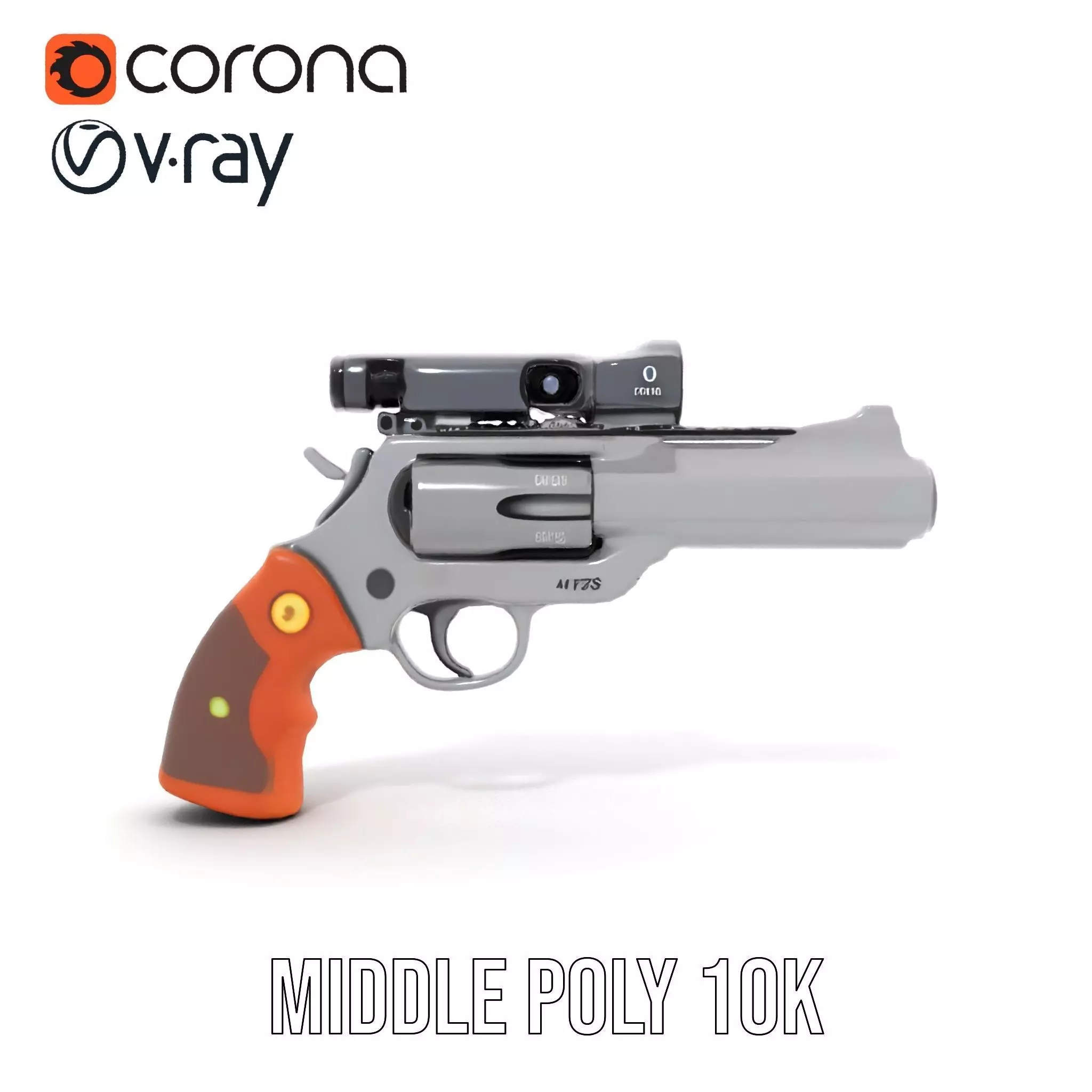 Sleek Revolver Model Pack Low-poly 3D model_13