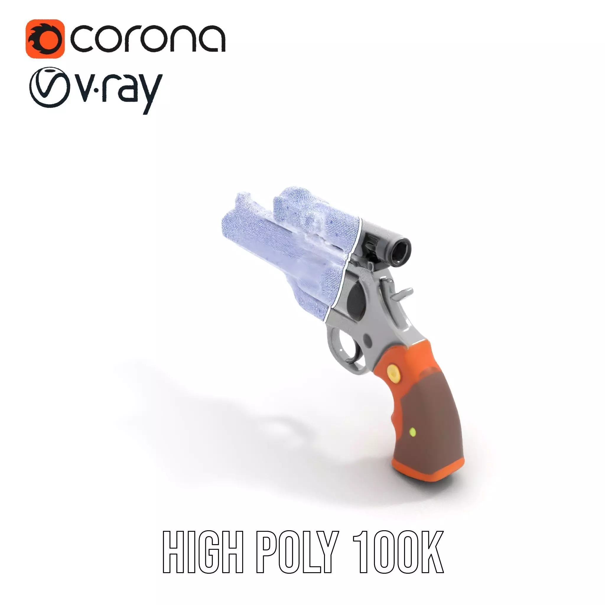 Sleek Revolver Model Pack Low-poly 3D model_35