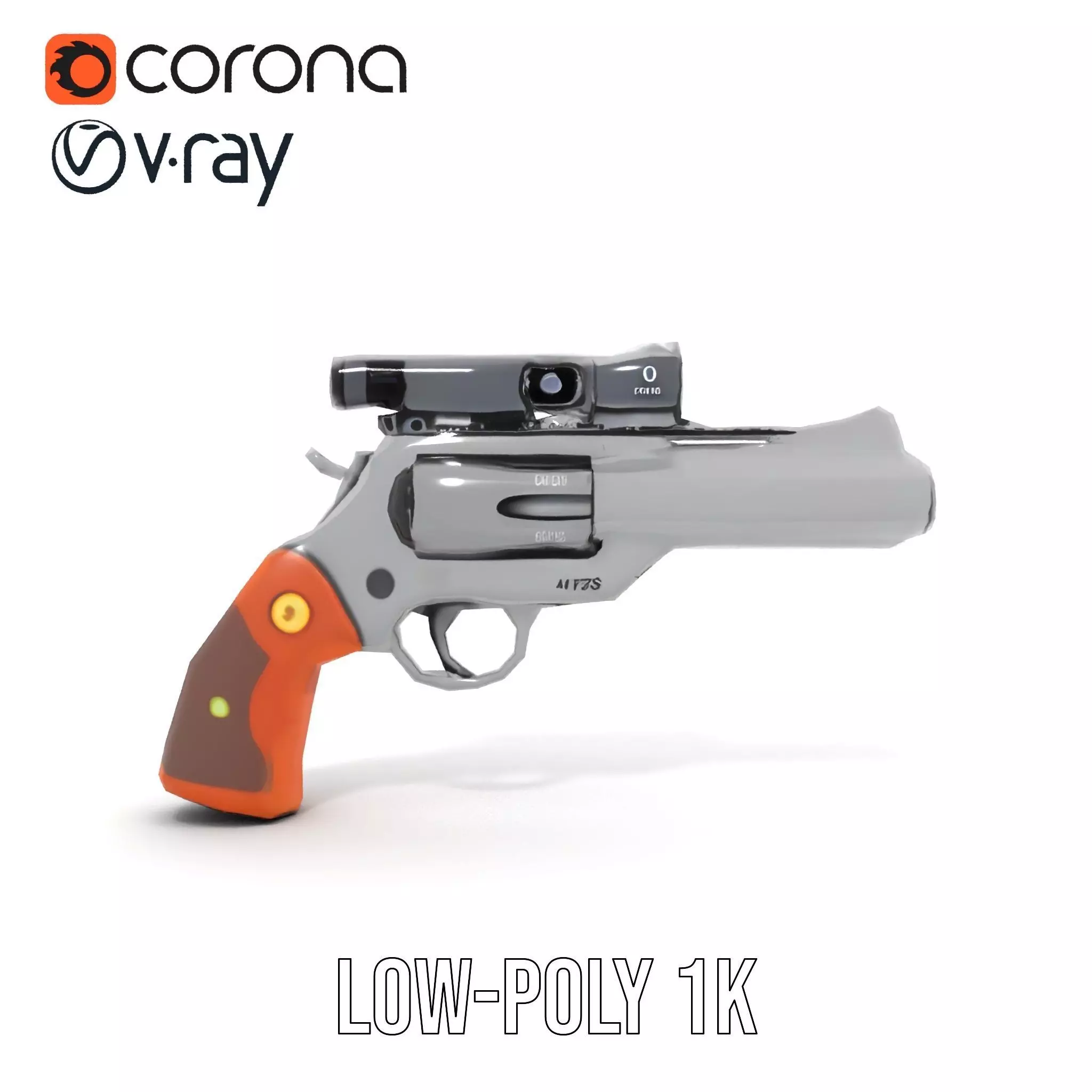 Sleek Revolver Model Pack Low-poly 3D model_17