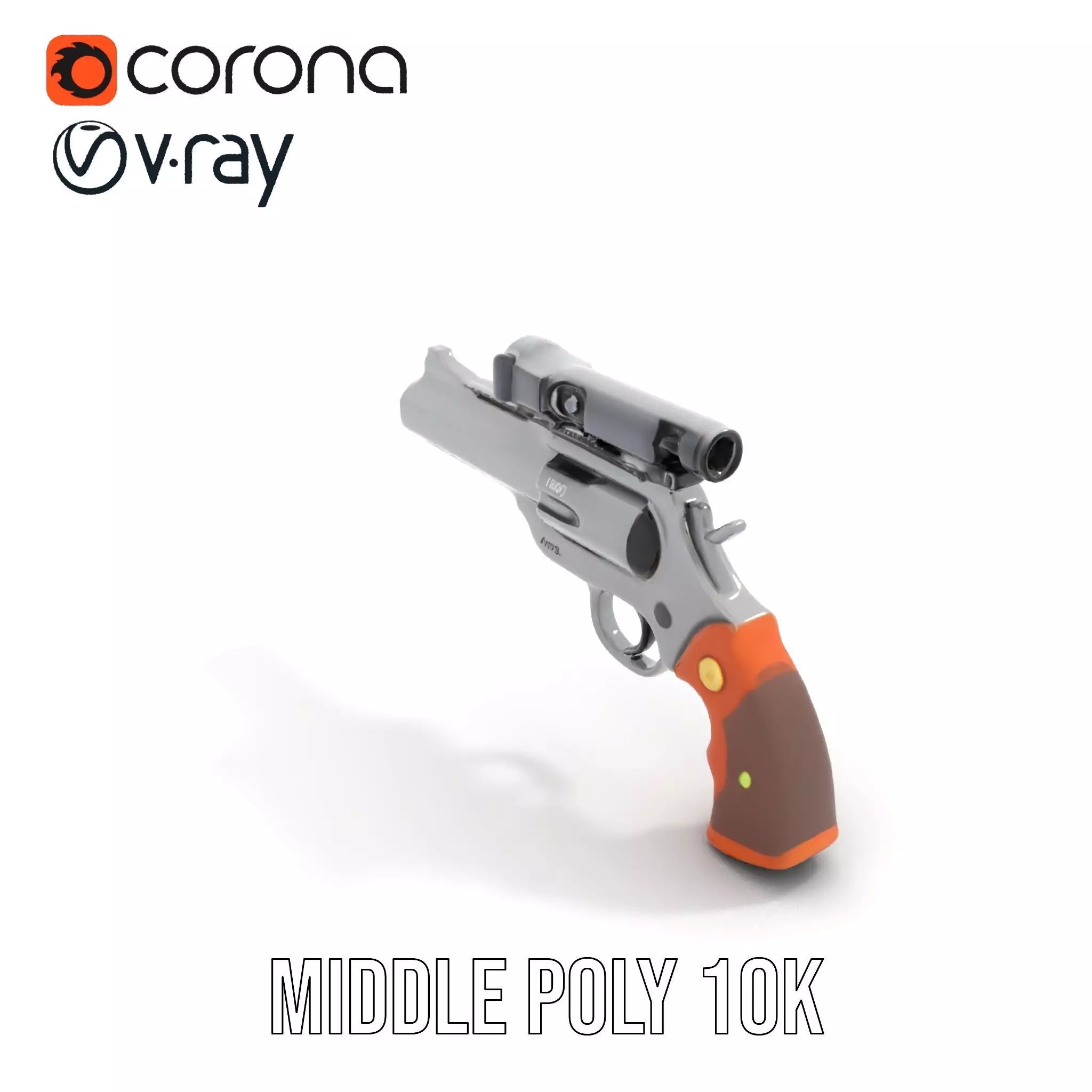 Sleek Revolver Model Pack Low-poly 3D model_11