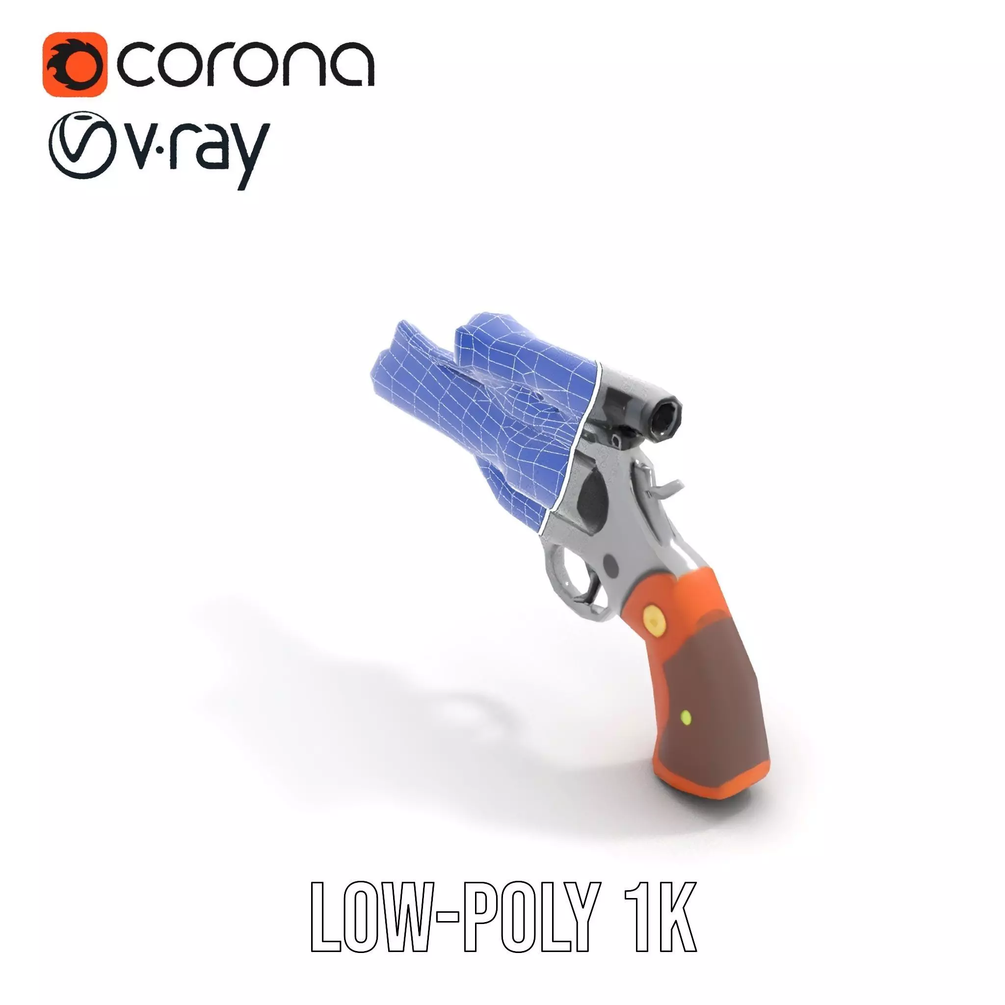 Sleek Revolver Model Pack Low-poly 3D model_12