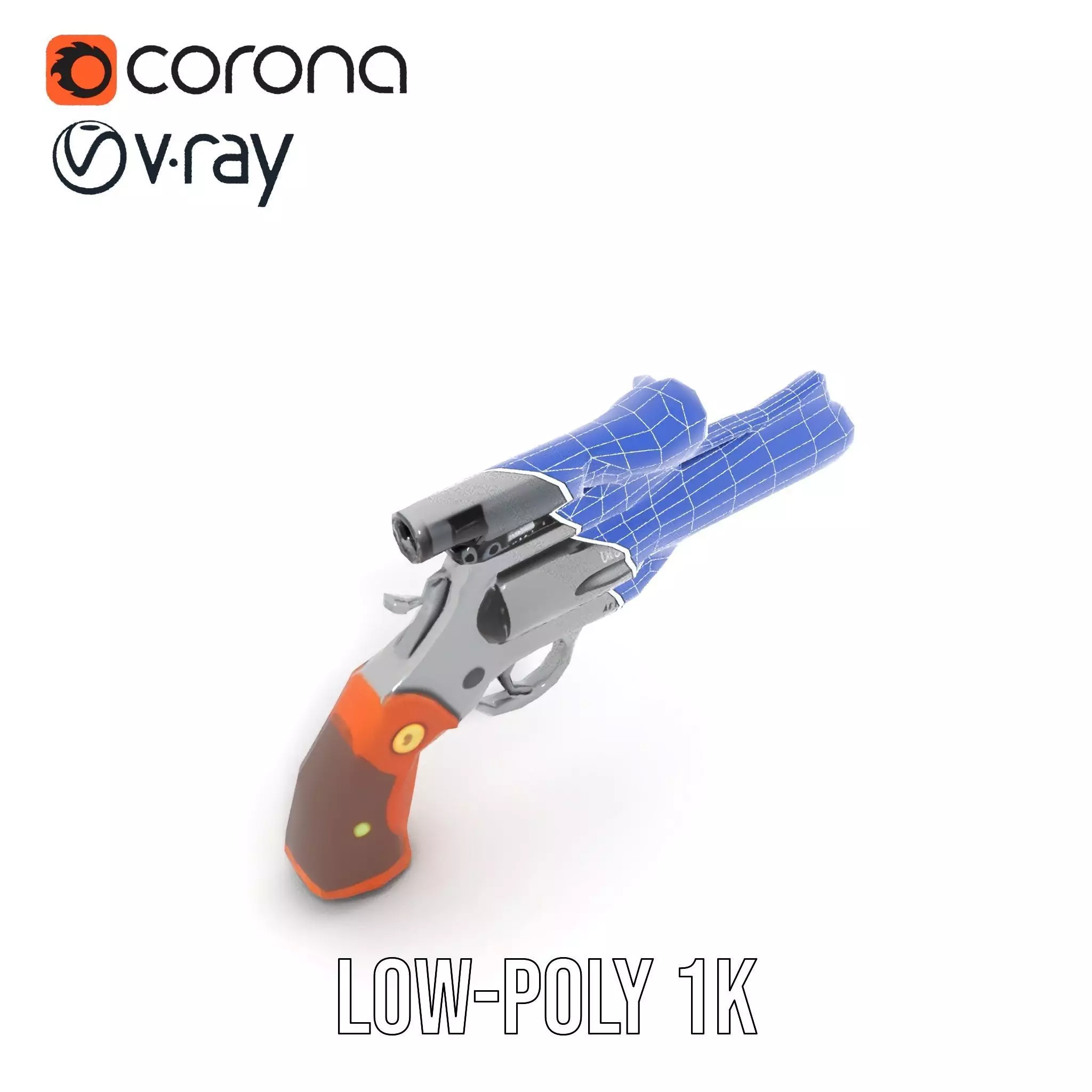 Sleek Revolver Model Pack Low-poly 3D model_29