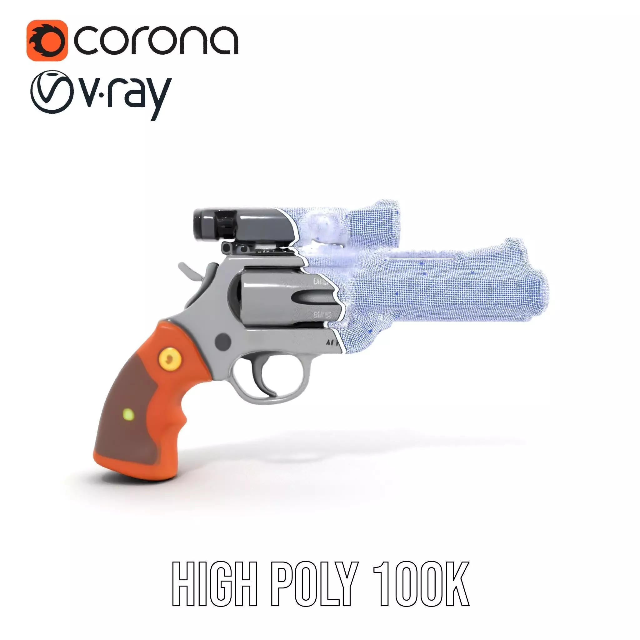 Sleek Revolver Model Pack Low-poly 3D model_34