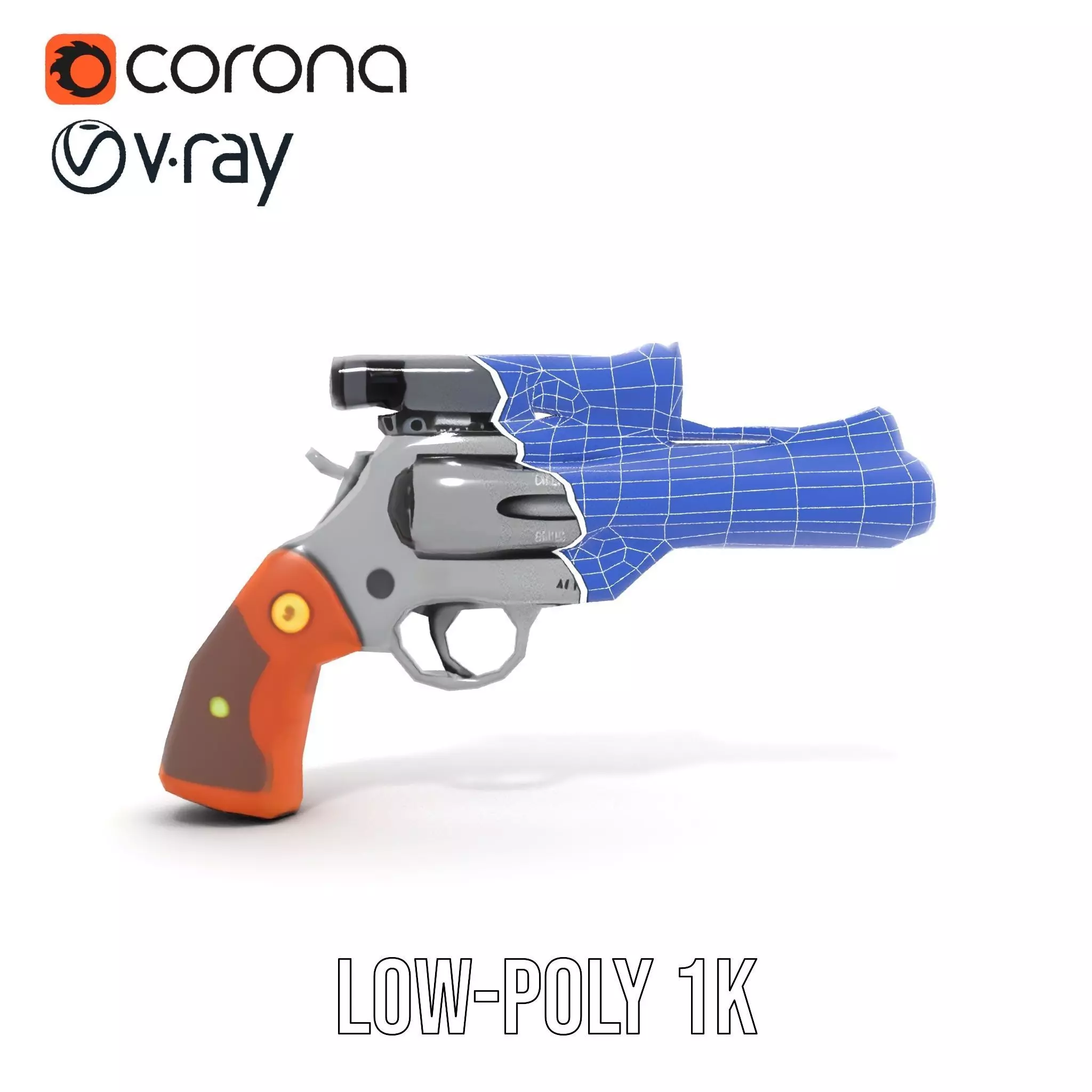 Sleek Revolver Model Pack Low-poly 3D model_20