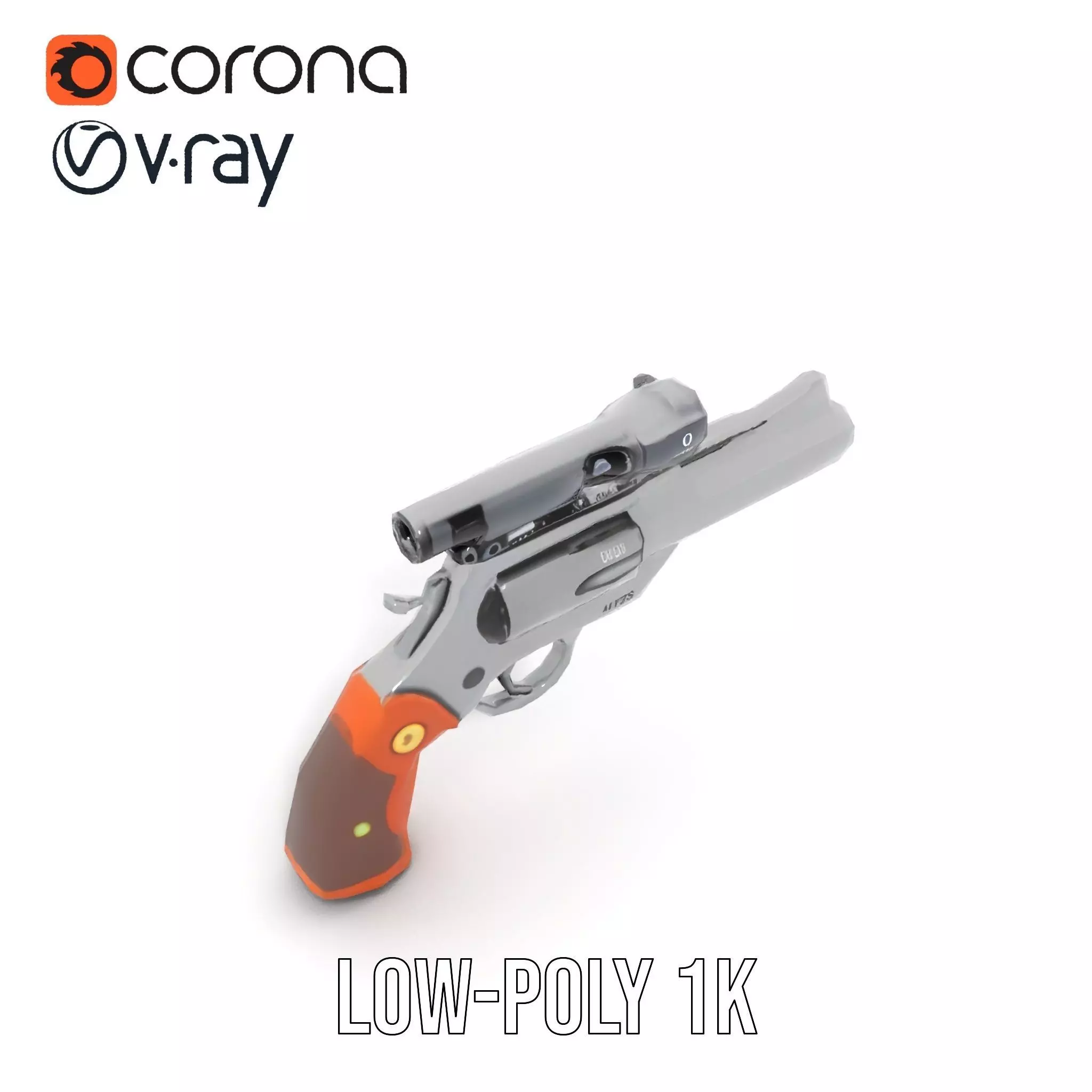 Sleek Revolver Model Pack Low-poly 3D model_8