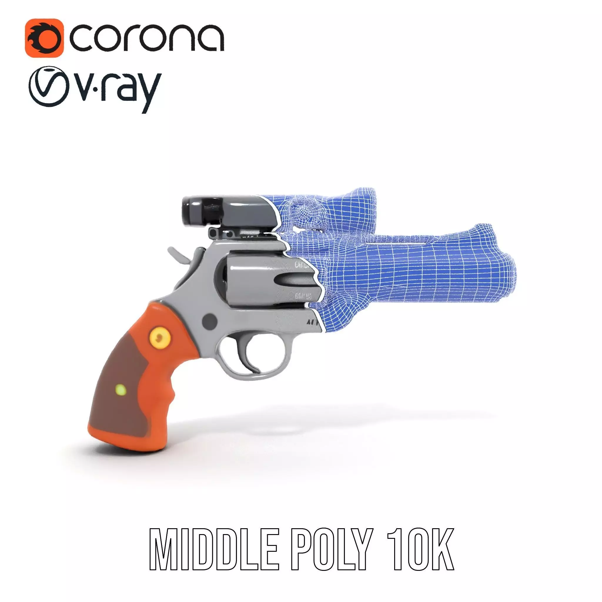 Sleek Revolver Model Pack Low-poly 3D model_31