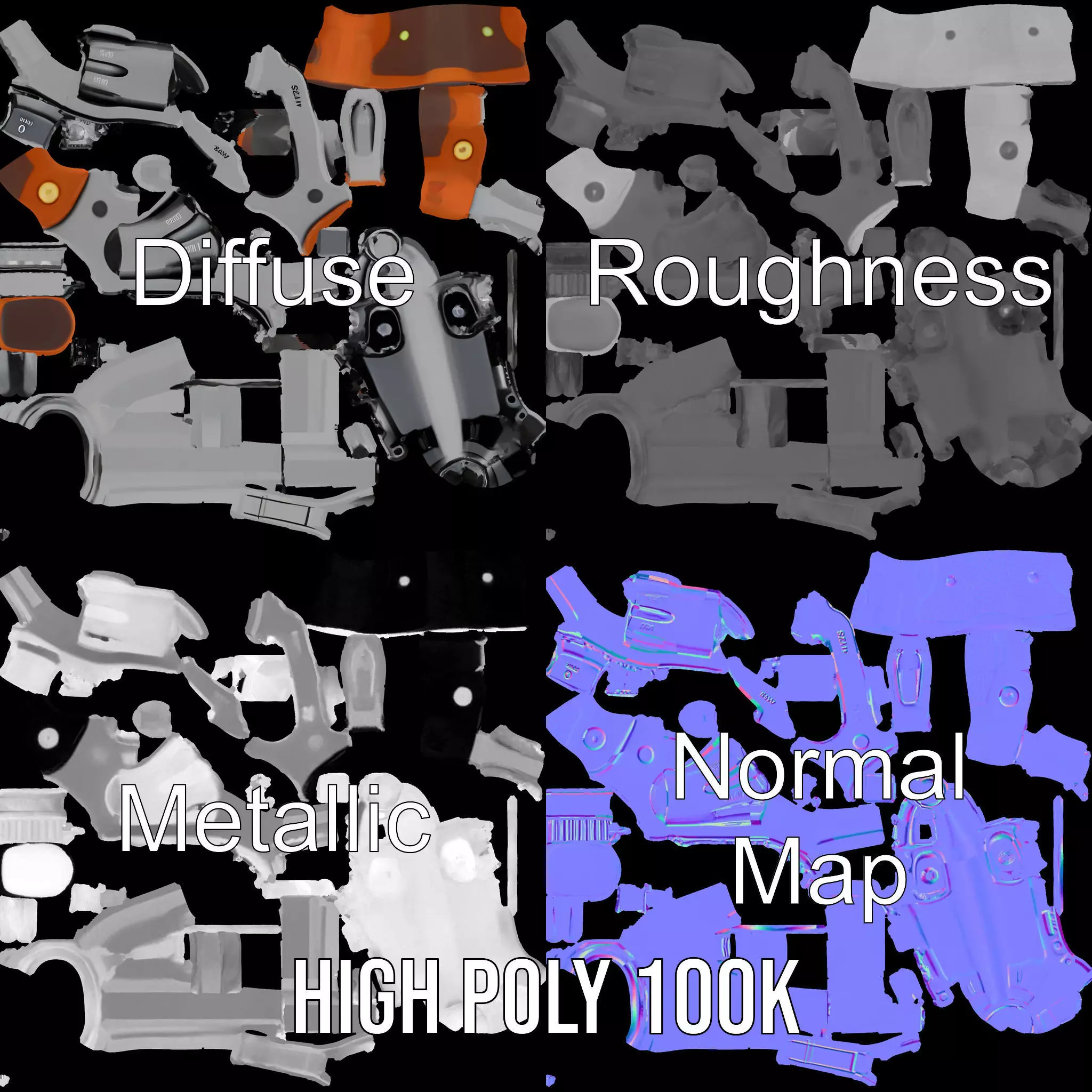 Sleek Revolver Model Pack Low-poly 3D model_4