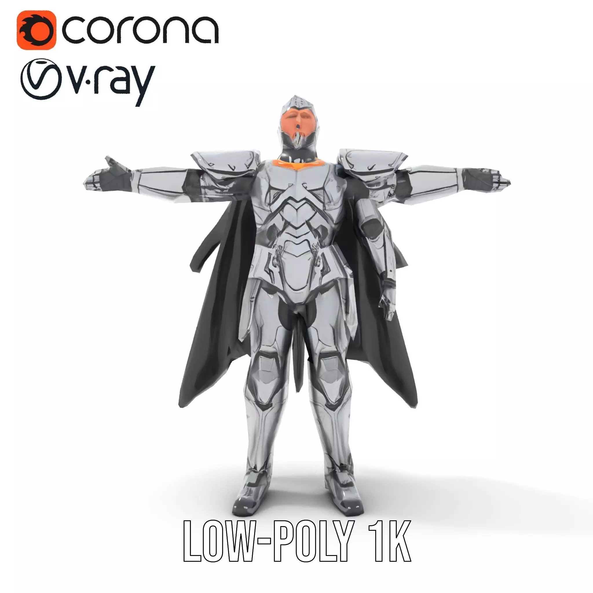Silver Knight Armor model pack Low-poly 3D model_28