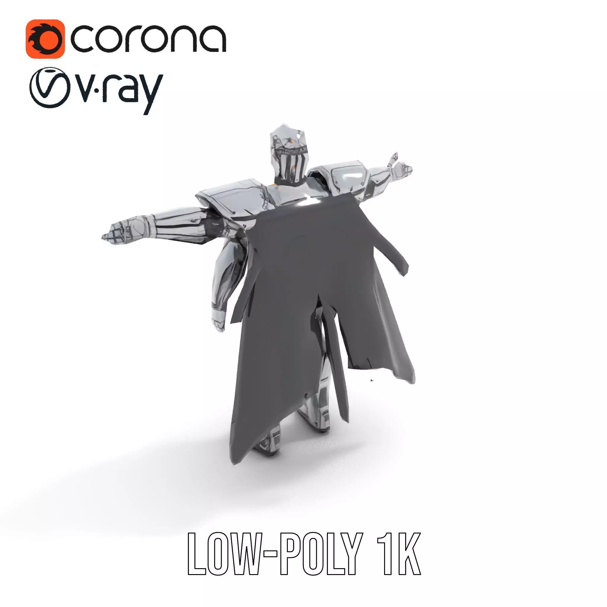 Silver Knight Armor model pack Low-poly 3D model_9