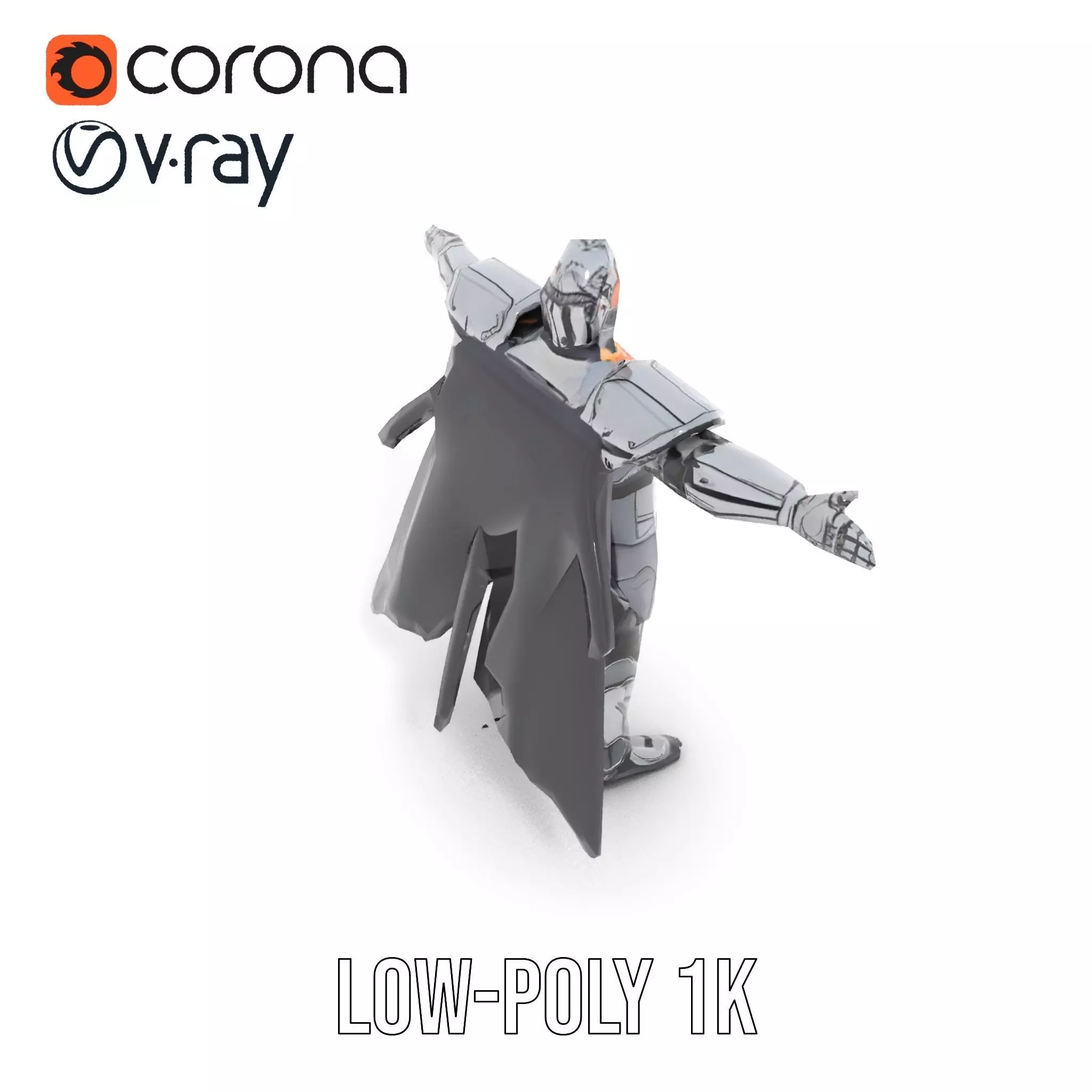 Silver Knight Armor model pack Low-poly 3D model_12