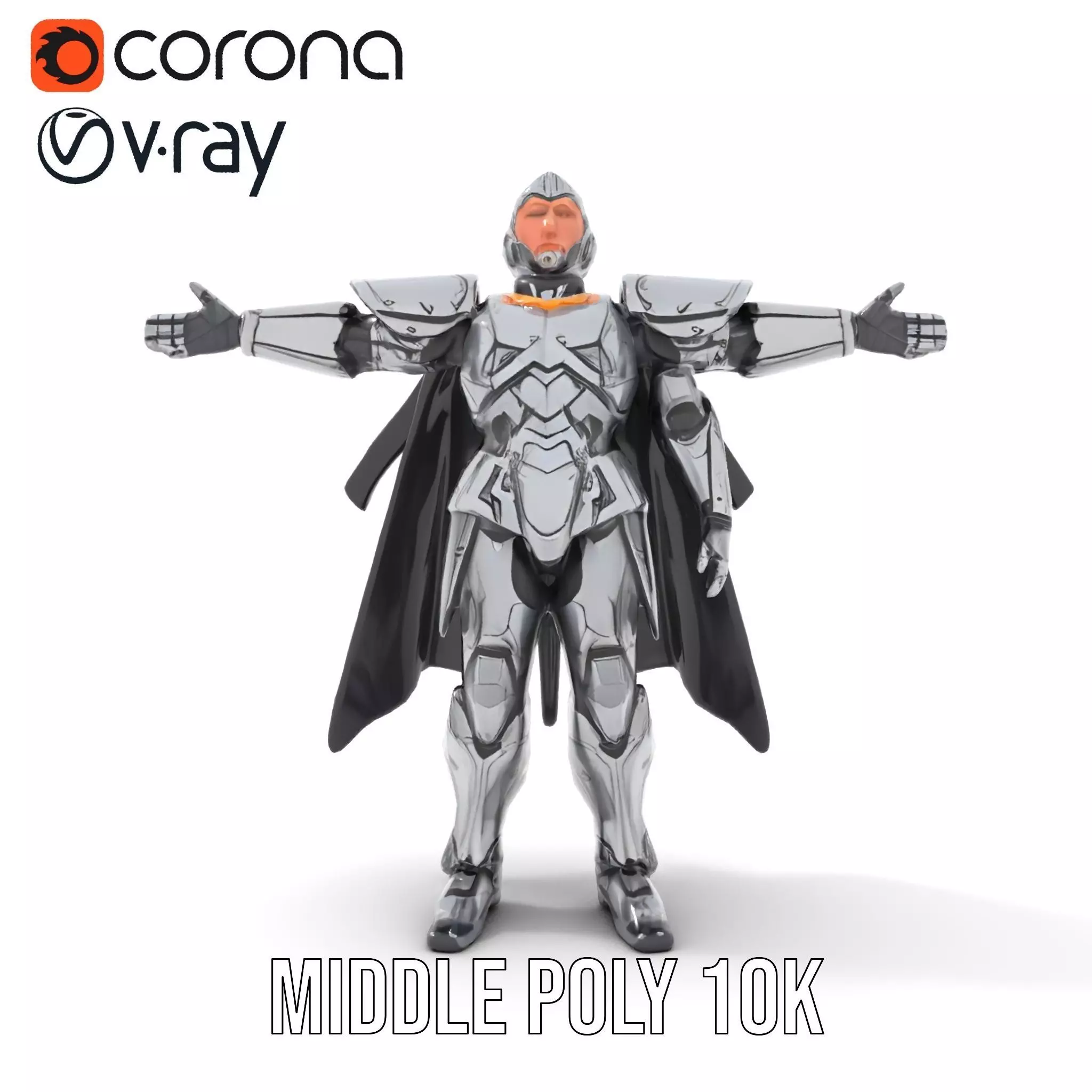 Silver Knight Armor model pack Low-poly 3D model_13