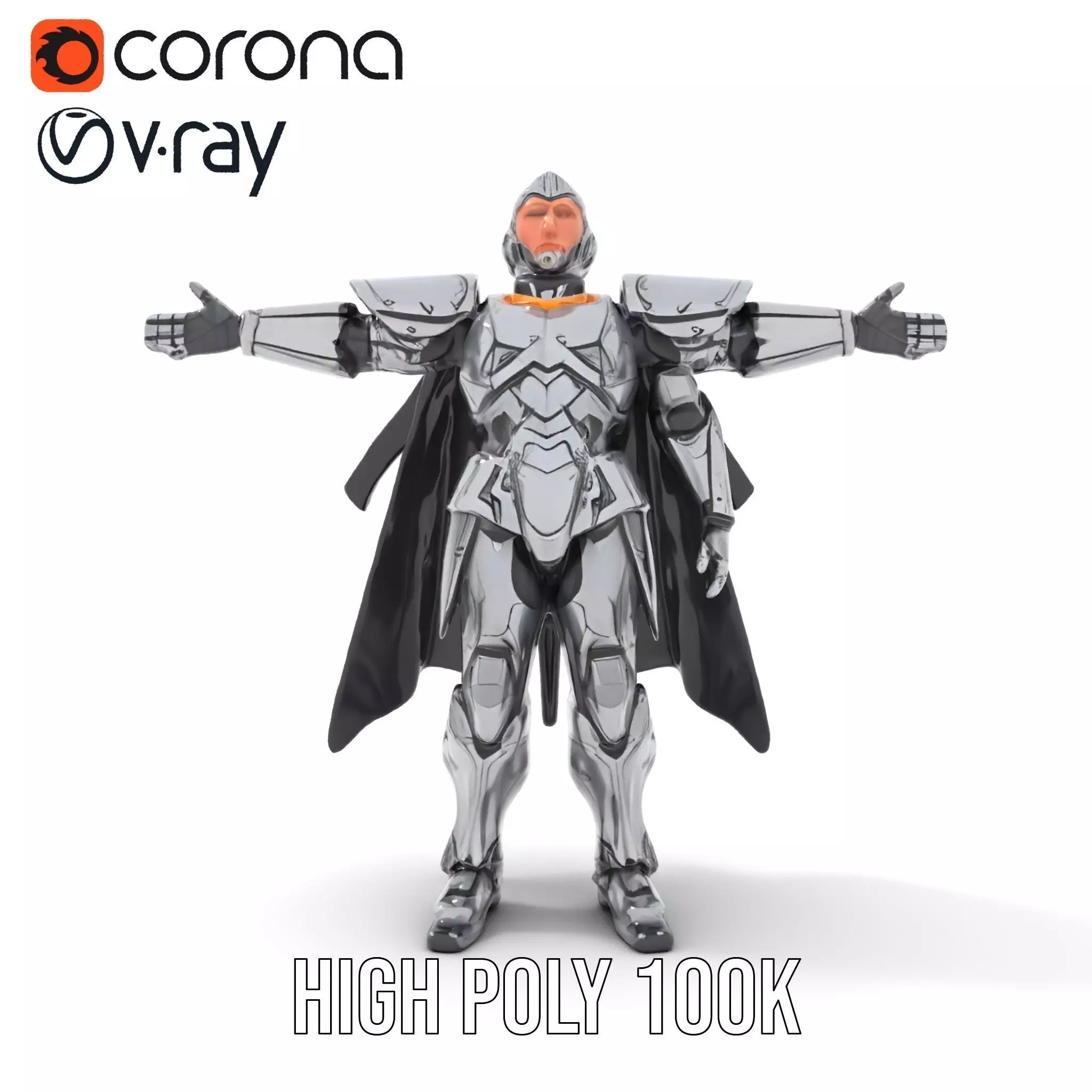 Silver Knight Armor model pack Low-poly 3D model_15