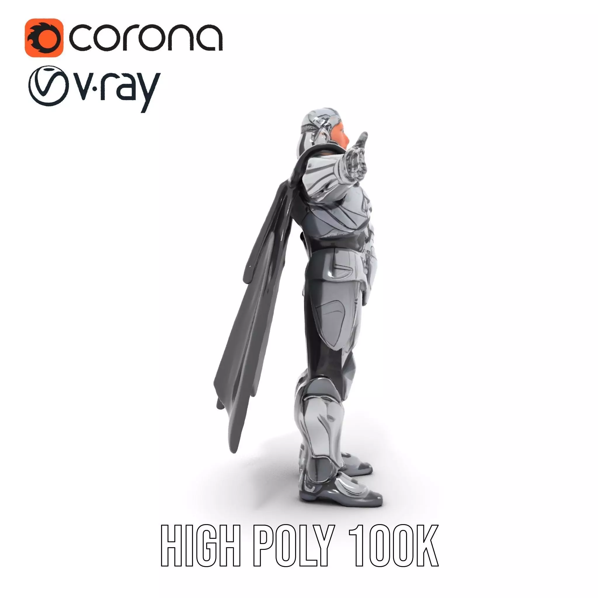 Silver Knight Armor model pack Low-poly 3D model_18