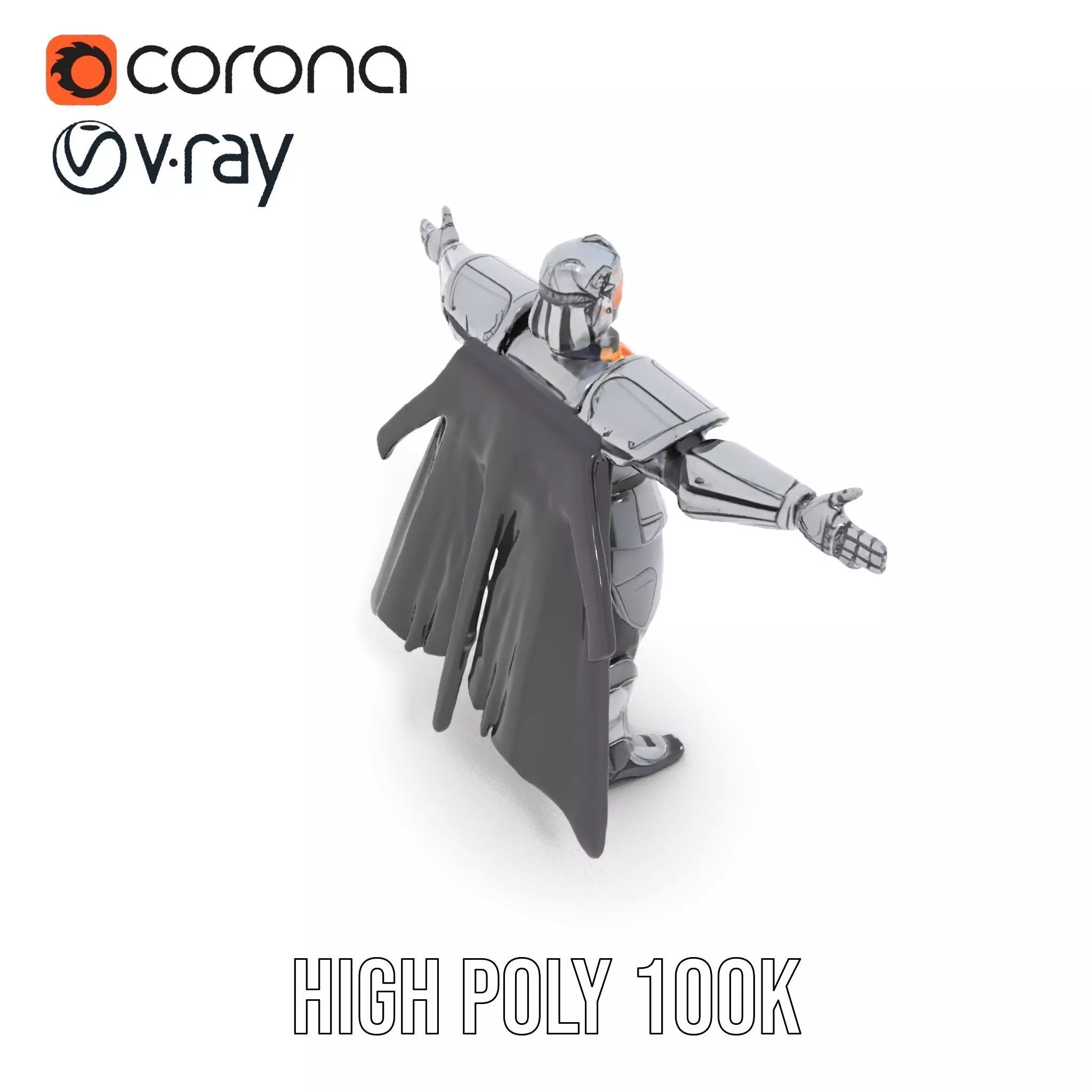 Silver Knight Armor model pack Low-poly 3D model_21