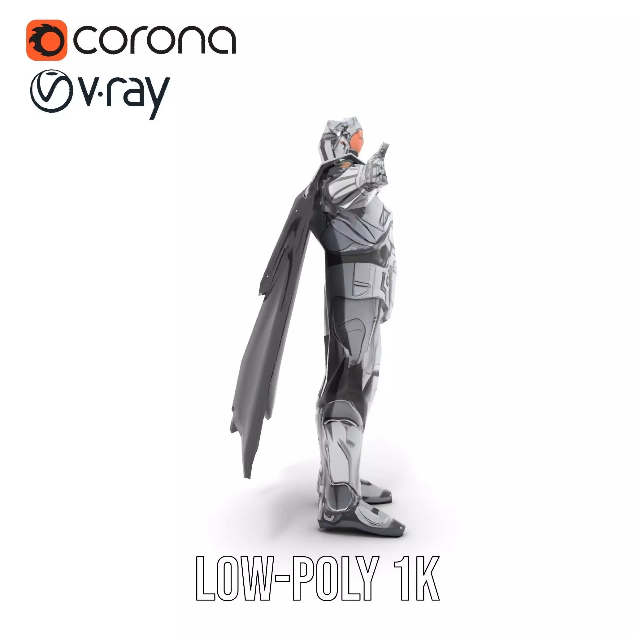 Silver Knight Armor model pack Low-poly 3D model_17