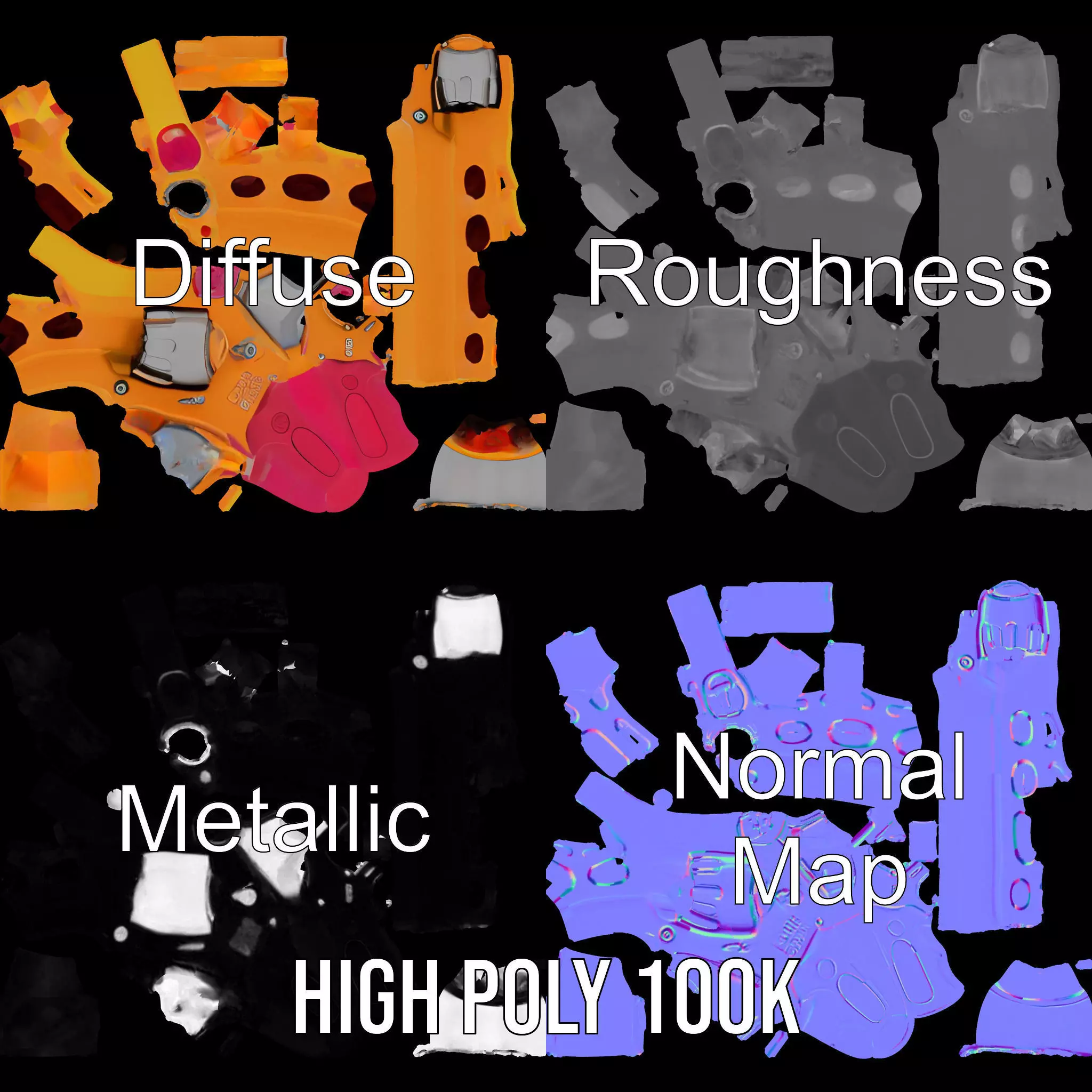 Vivid Revolver Toy model pack Low-poly 3D model_4