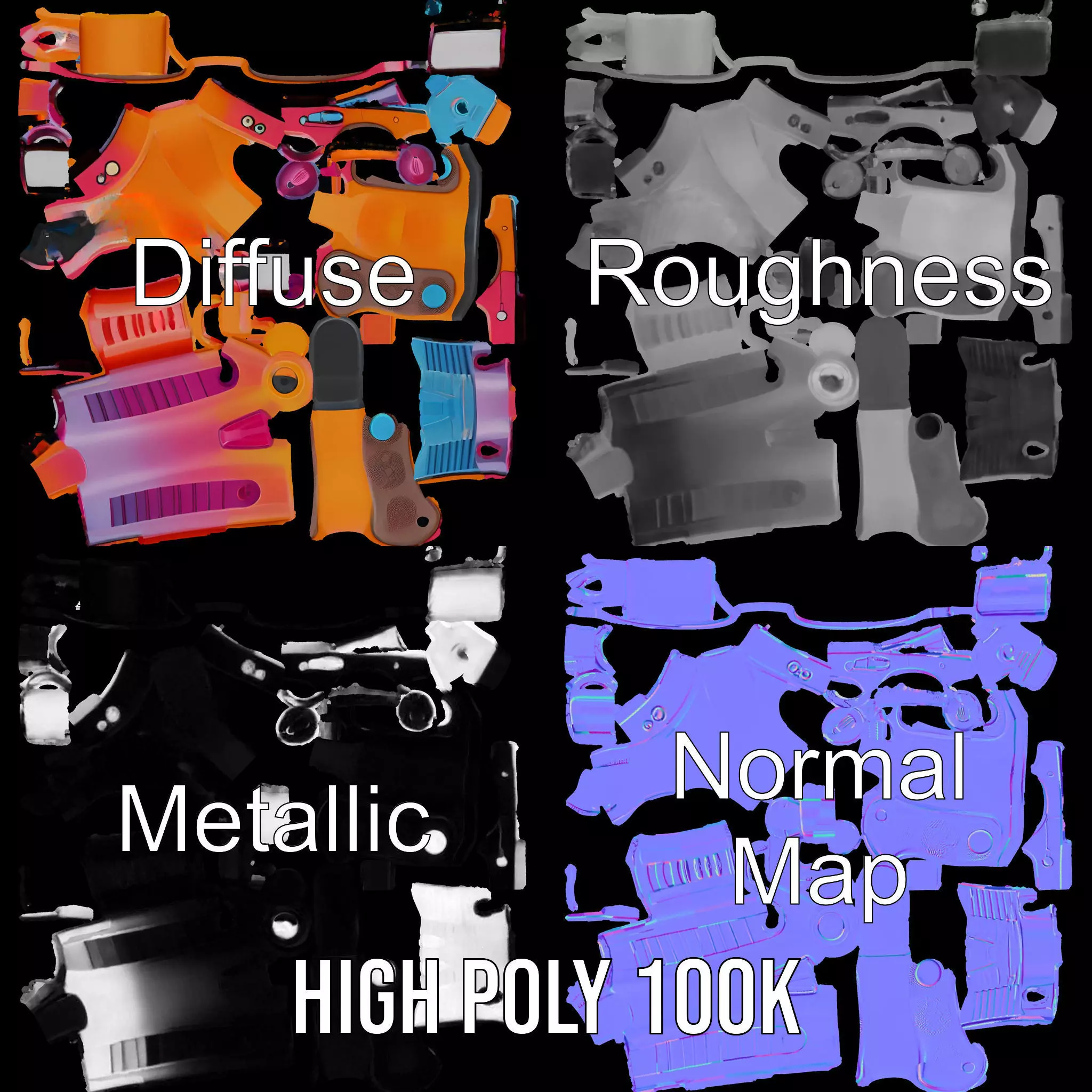 Vibrant Toy Blaster model pack Low-poly 3D model_4