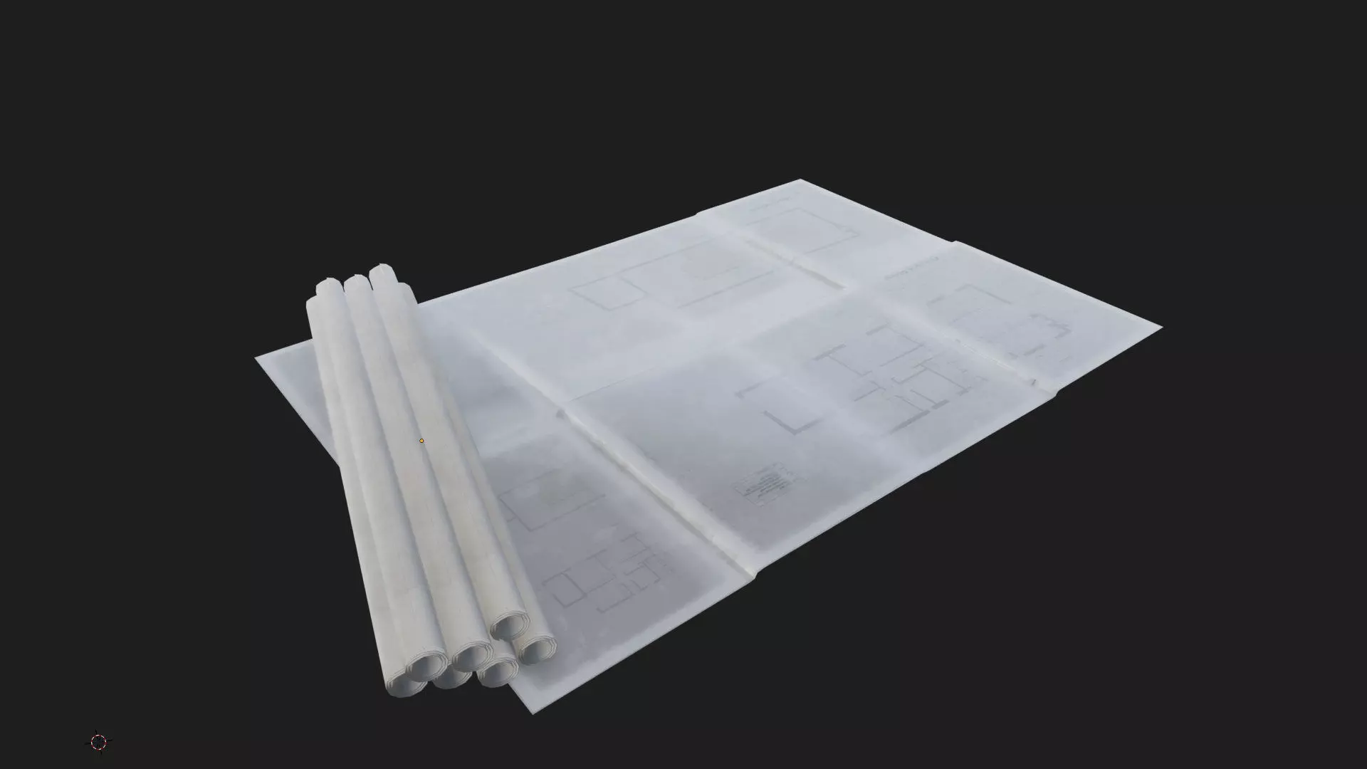 old architectural building plan blueprint 3d model Low-poly 3D model_4