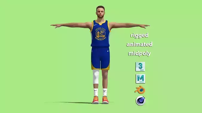 T-Pose Rigged Stephen Curry Golden State Warriors NBA 3D model