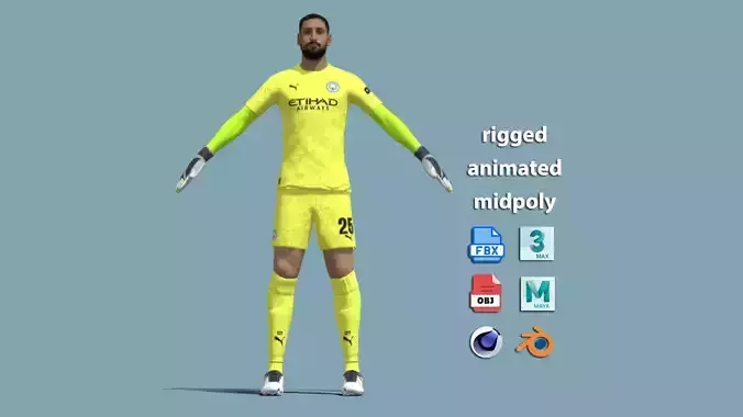 T-Pose Rigged Donnarumma Man City 2025 3D model