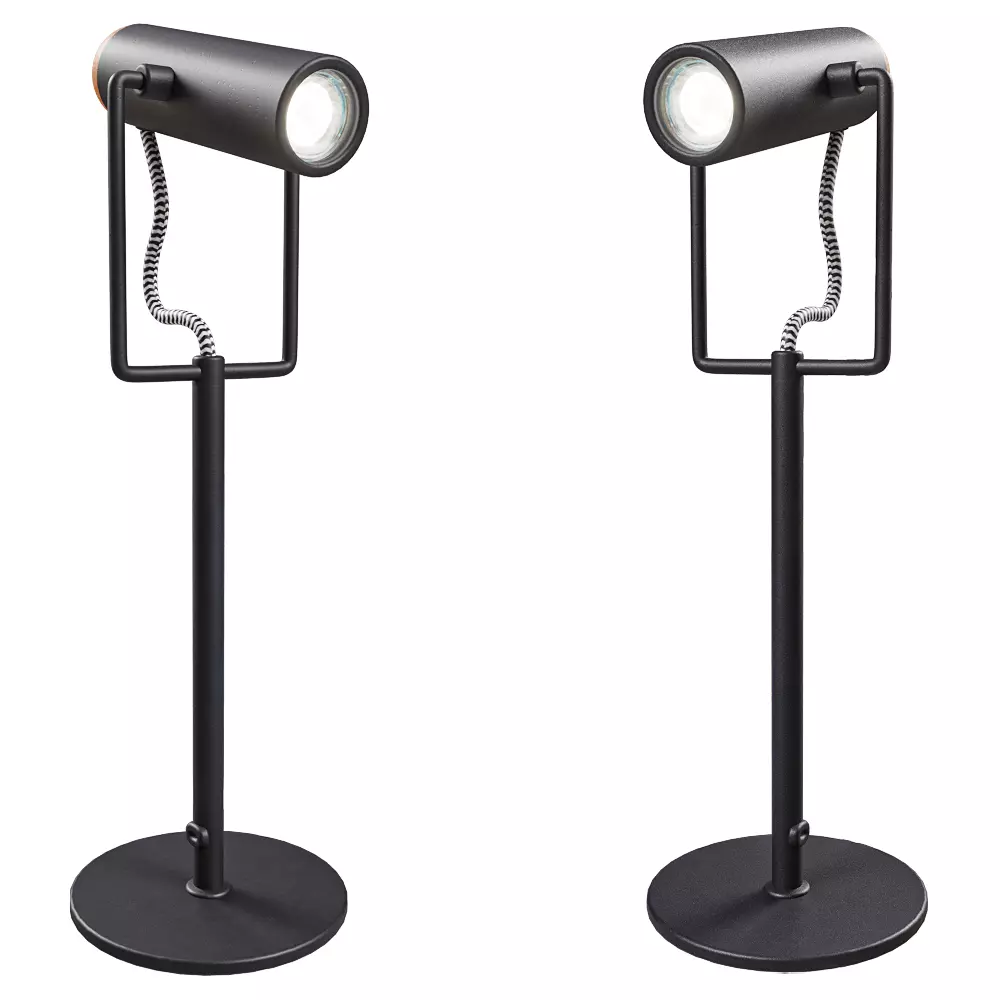 Modern Black Spotlight Table Lamp  Low-poly 3D model_0