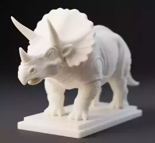 2046  Minimalist Triceratops  Ivory Style  Dinosaur Sculpture