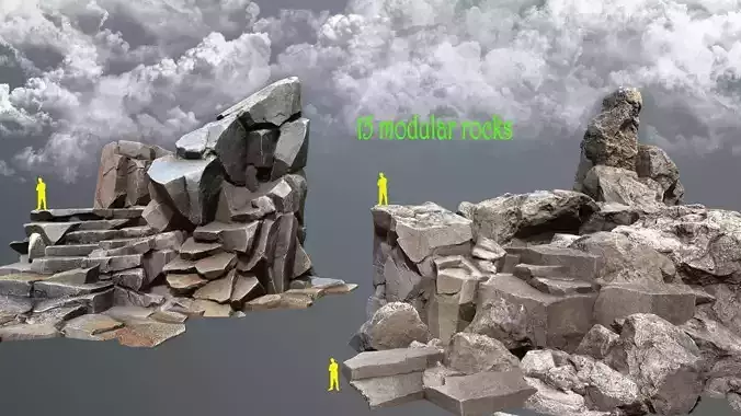 desert rocks Low-poly 3D model