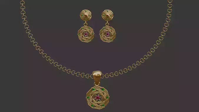 3D Printable Earring  And Chain Set-2 - Handmade Gift - DIY 3D print model