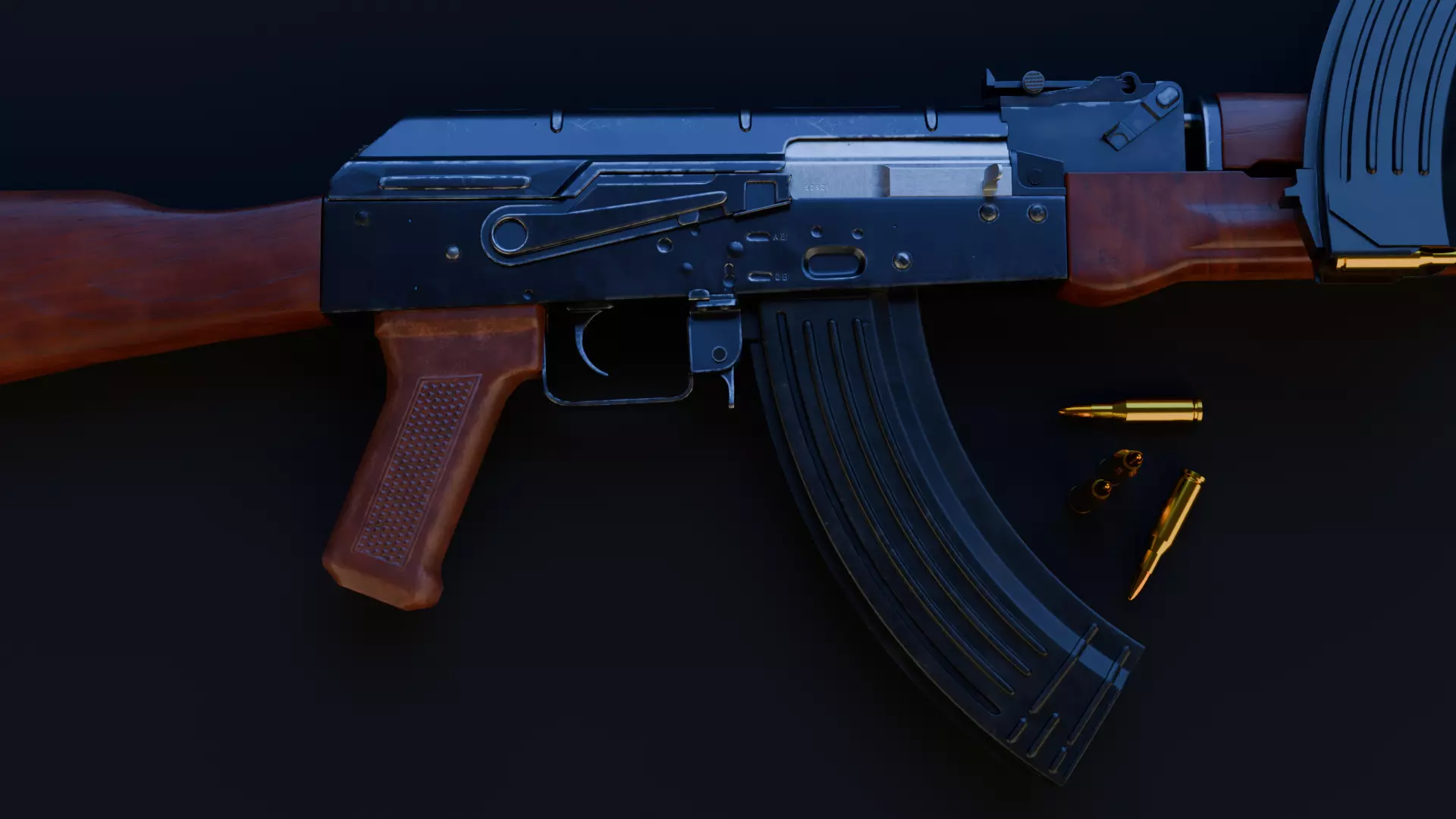 AK47 classic Low-poly 3D model_11