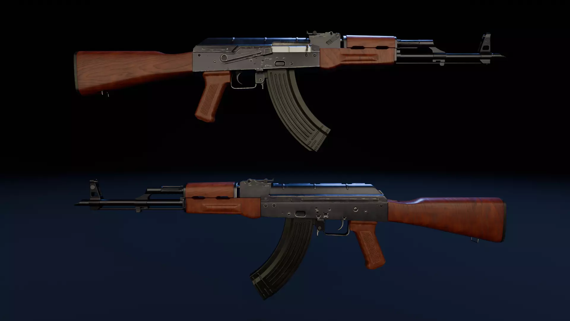 AK47 classic Low-poly 3D model_9