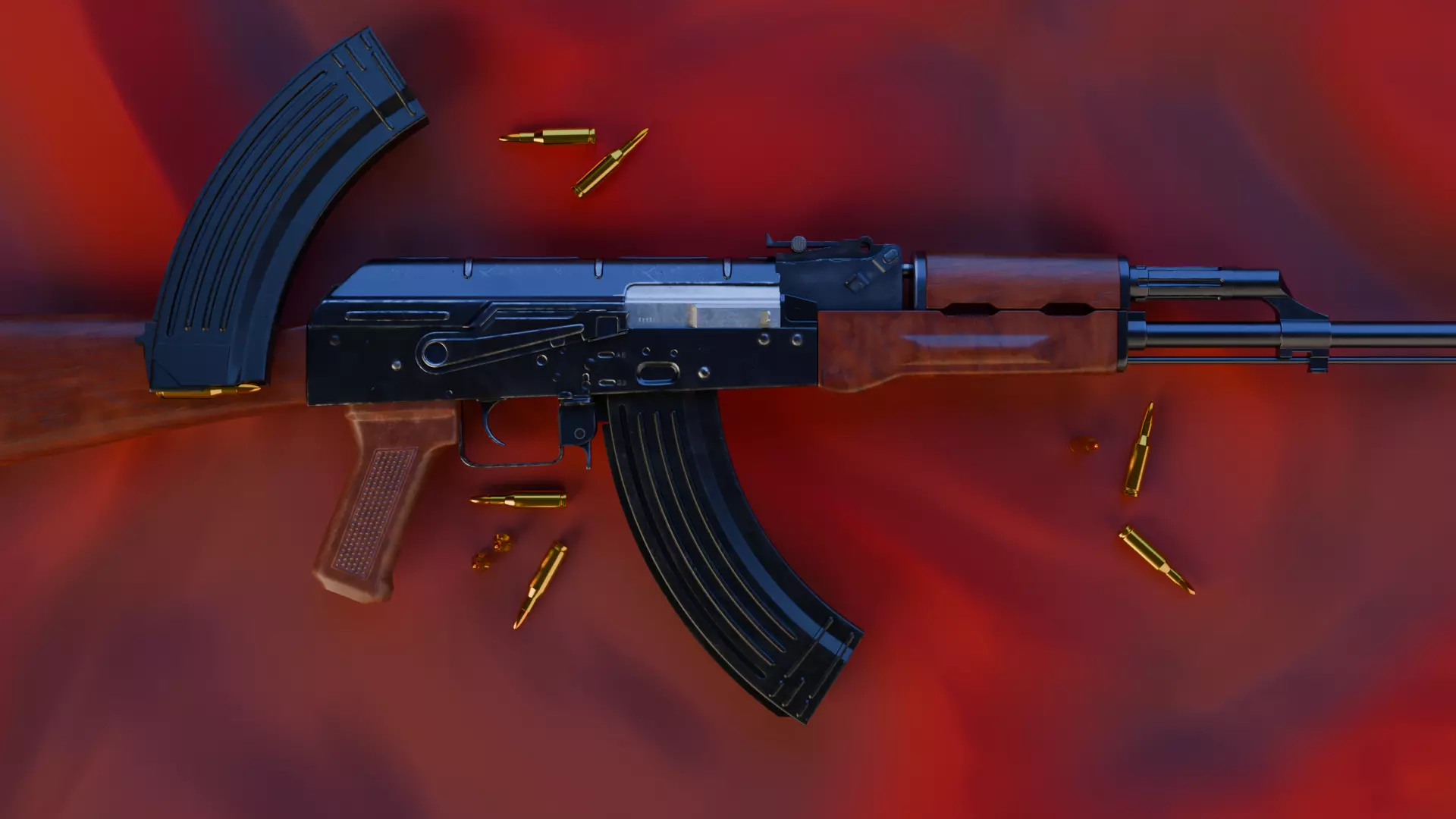 AK47 classic Low-poly 3D model_10