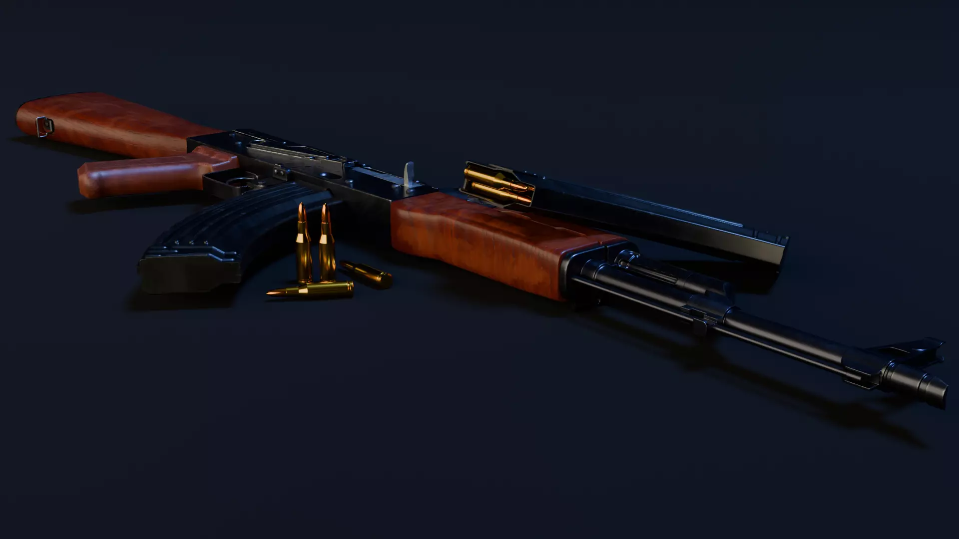 AK47 classic Low-poly 3D model_1
